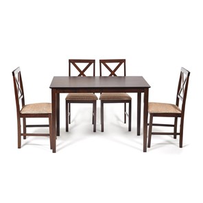 Обеденный комплект Хадсон (стол + 4 стула) id 13691 cappuccino (темный орех) арт.13691 в Махачкале